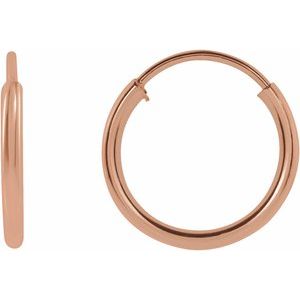 14K Rose Gold Pair Endless Flexible Tube Hoop Earrings, Length: 10 Mm, Thickness: 1 Mm