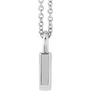 14K White Gold 12.02 X 8 Mm 16-18 In Polished Engravable Lock Necklace