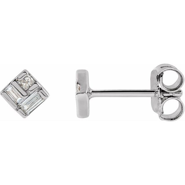 14K Yellow Or White Gold Straight Baguette 2.7 X 1.4 Mm Friction Back Polished 1/6 Ctw Natural Diamond Earrings