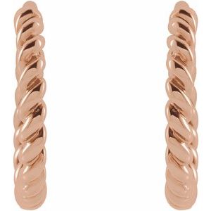 14K Rose Gold Pair Twisted Rope Hoop Earrings, Length: 11 Mm, Thickness: 1.65 Mm