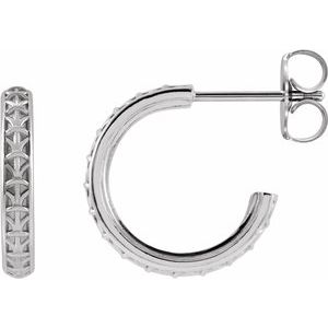 14K White Gold 13.58 X 2.3 Mm Pair Friction Backs Included Polished Hoop Earrings