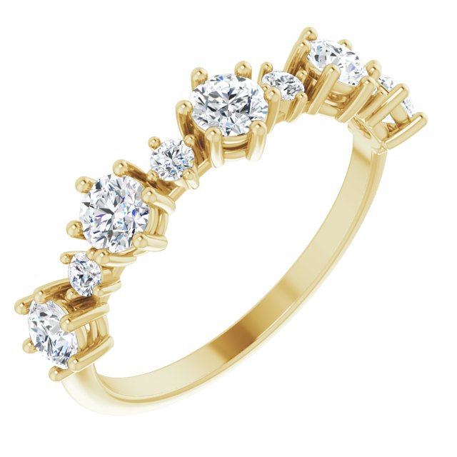 14K Yellow Or White Gold Round 3.5 Mm Polished 1 Ctw Lab-Grown Diamond Anniversary Band, Size 7