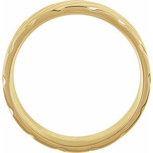 14K Yellow Gold 8 Mm Polished Patterned Comfort-Fit Band Size 6.5