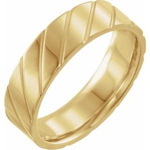 14K Yellow Gold 5 Mm Polished Patterned Comfort-Fit Band Size 7
