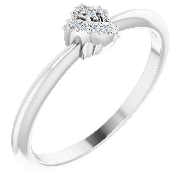 14K White Gold Round Polished .03 Ctw Natural Diamond Knot Ring, Size 7