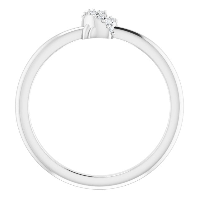 14K White Gold Round Polished .03 Ctw Natural Diamond Knot Ring, Size 7