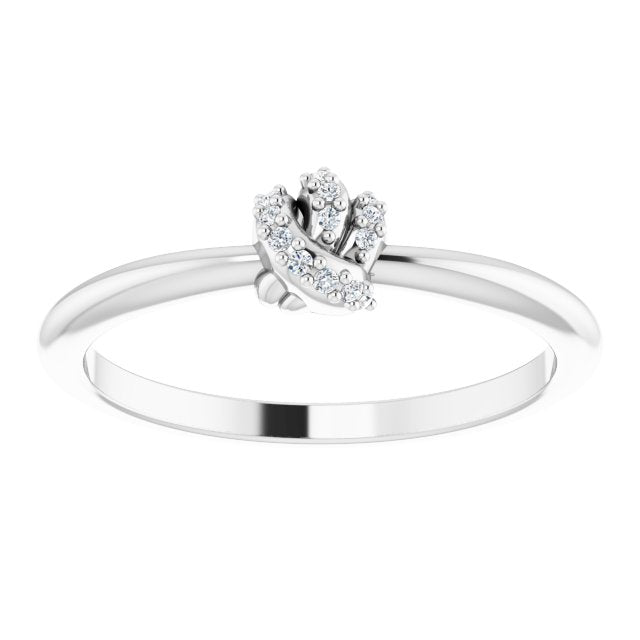 14K White Gold Round Polished .03 Ctw Natural Diamond Knot Ring, Size 7