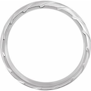 14K White Gold 5 Mm Polished Patterned Comfort-Fit Band Size 6.5