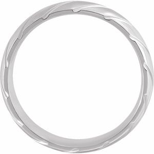 14K White Gold 6 Mm Polished Patterned Comfort-Fit Band Size 11