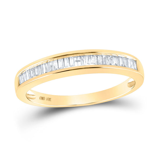 10K Yellow Gold Womens Baguette Diamond Wedding Band 1/4 Cttw, Womens Size: 5-10