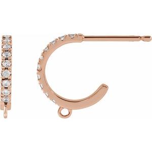 14K White Gold Each Round Shape 1.1Mm I1, Gh .03 Ctw Natural Diamond Hoop Earring Top, Length: 8.1 Mm, Thickness: 1.5 Mm