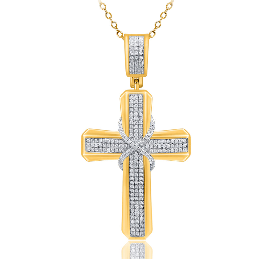 10K Yellow Gold 0.29-0.36 Cttw Diamond Cross