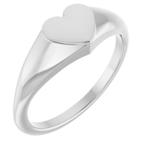 Sterling Silver 6.7 X 6.1 Mm Brush Polished Heart Signet Ring Size 7