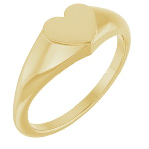 14K Yellow Gold 6.7 X 6.1 Mm Brush Polished Heart Signet Ring Size 7