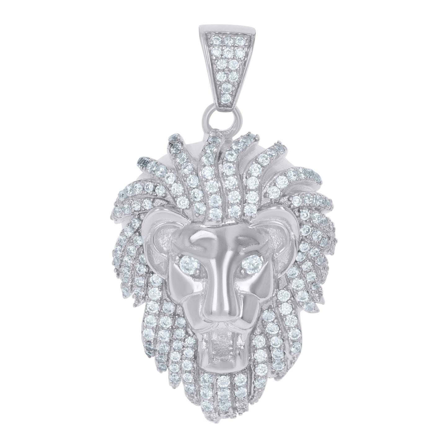Sterling Silver Men Cubic-Zirconia Zodiac Sign/Wildlife Animal Leo/Lion Charm Pendant