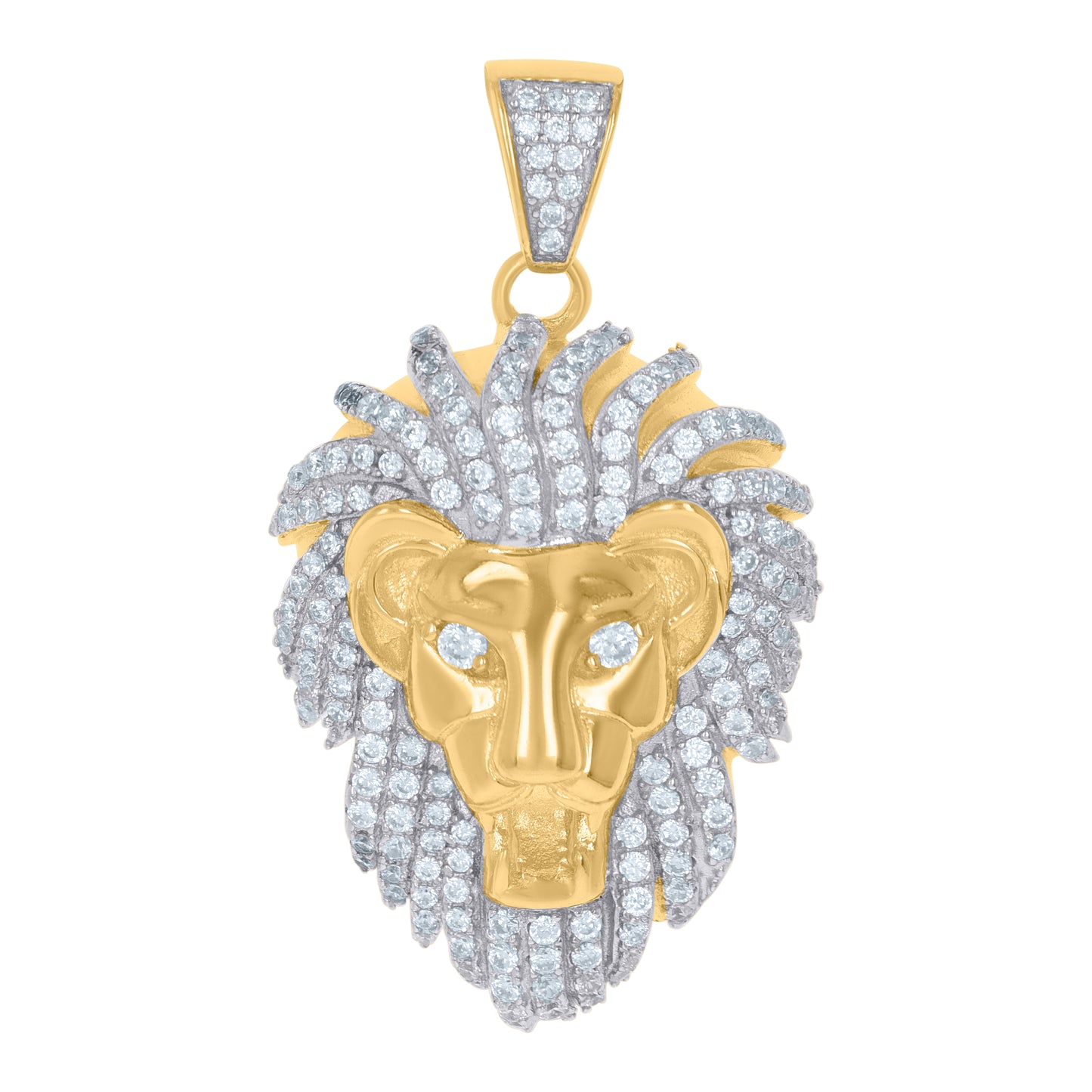 Sterling Silver Men Cubic-Zirconia Zodiac Sign/Wildlife Animal Leo/Lion Charm Pendant