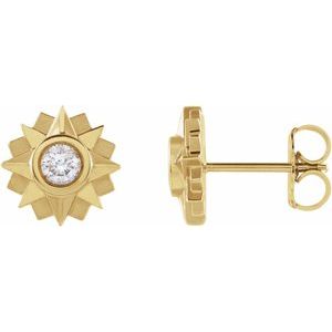 14K Yellow Gold Round 3.25 Mm 1/3 Ctw Natural Diamond Sun Earrings