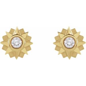14K Yellow Gold Round 3.25 Mm 1/3 Ctw Natural Diamond Sun Earrings