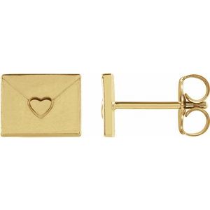 14K Yellow Gold Tiny Envelope Earrings
