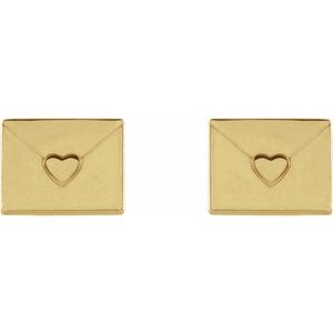 14K Yellow Gold Tiny Envelope Earrings