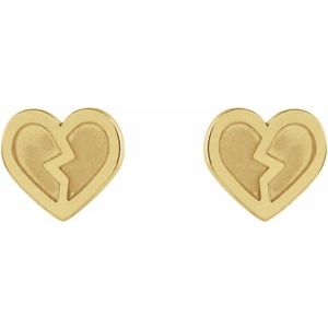 14K Yellow Gold Tiny Heart Earrings