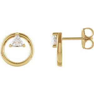 14K Yellow Gold Trillion 3.5 X 3.5 X 3.5 Mm 1/4 Ctw Natural Diamond Geometric Earrings