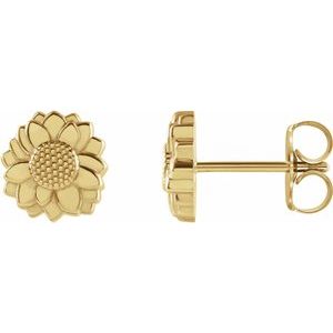 14K Yellow Gold Tiny Sunflower Earrings