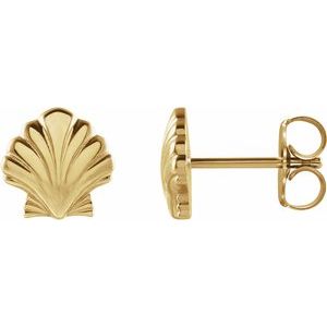14K Yellow Gold Tiny Shell Earrings