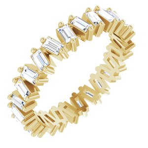 14K Yellow Gold Straight Baguette 2.5 X 1.5 Mm Ghi Si2-Si3 7/8 Ctw Natural Diamond Eternity Band Size 5.5