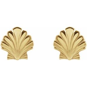 14K Yellow Gold Tiny Shell Earrings