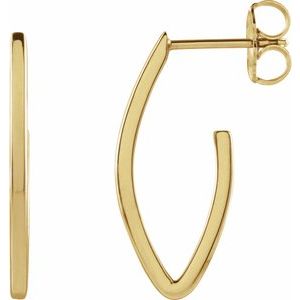14K Yellow Gold 20 X 8 Mm 1.5 Mm Pair Friction Backs Polished Teardrop Hoop Earrings