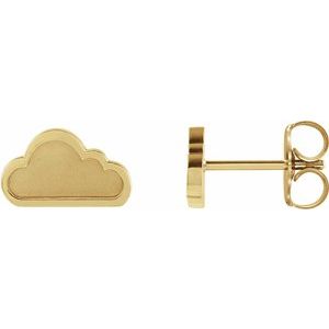14K Yellow Gold Tiny Cloud Earring