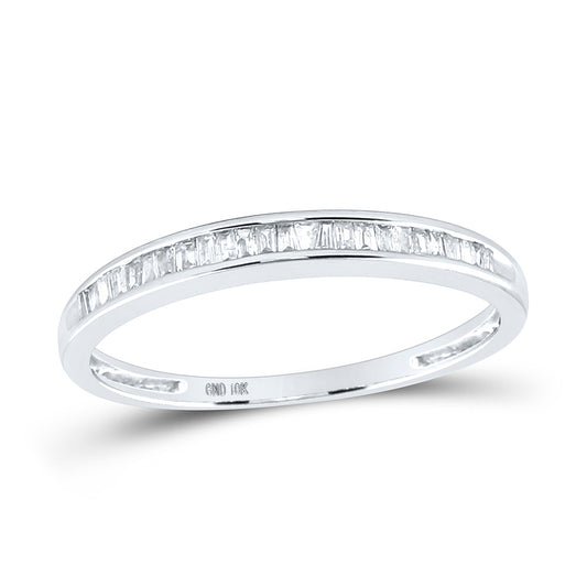 10K Yellow Or White Gold  Womens Baguette Diamond Wedding Anniversary Band 1/6 Cttw, Womens Size: 5-10