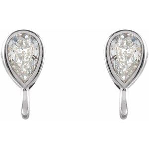 14K White Gold Pear 3 X 2 Mm .05 Ct Natural Diamond Micro Bezel Earring Top