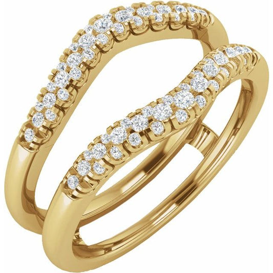 14K Yellow Or White Gold Round 1.3 Mm Polished 1/4 Ctw Natural Diamond Ring Guard, Size 7