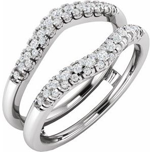 14K White Gold Round 2.1 Mm Polished 1 Ctw Lab-Grown Diamond Ring Guard Size 7