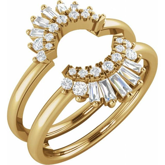 14K Yellow Or White Or Rose Gold Polished 1/2 Ctw Natural Diamond Ring Guard, Size 7
