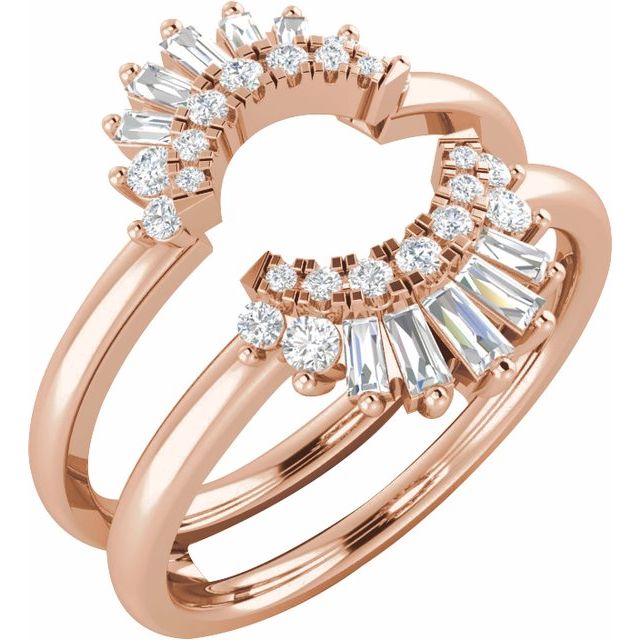 14K Yellow Or White Or Rose Gold Polished 1/2 Ctw Natural Diamond Ring Guard, Size 7