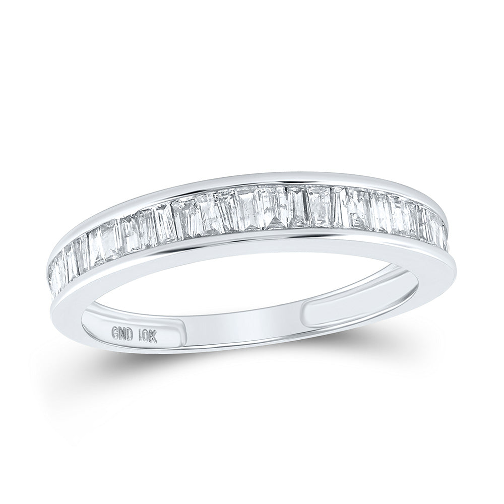 10K Yellow Or White Gold  Womens Baguette Diamond Wedding Band 1/2 Cttw, Womens Size: 5-10