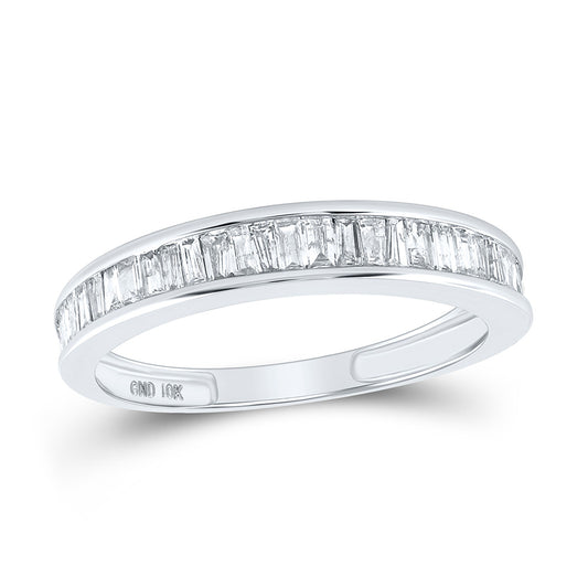 10K Yellow Or White Gold  Womens Baguette Diamond Wedding Band 1/2 Cttw, Womens Size: 5-10