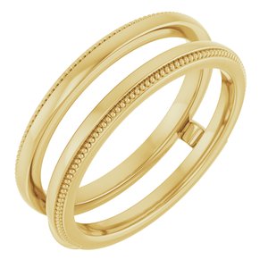 14K Yellow Gold Polished Milgrain Ring Guard Size 7