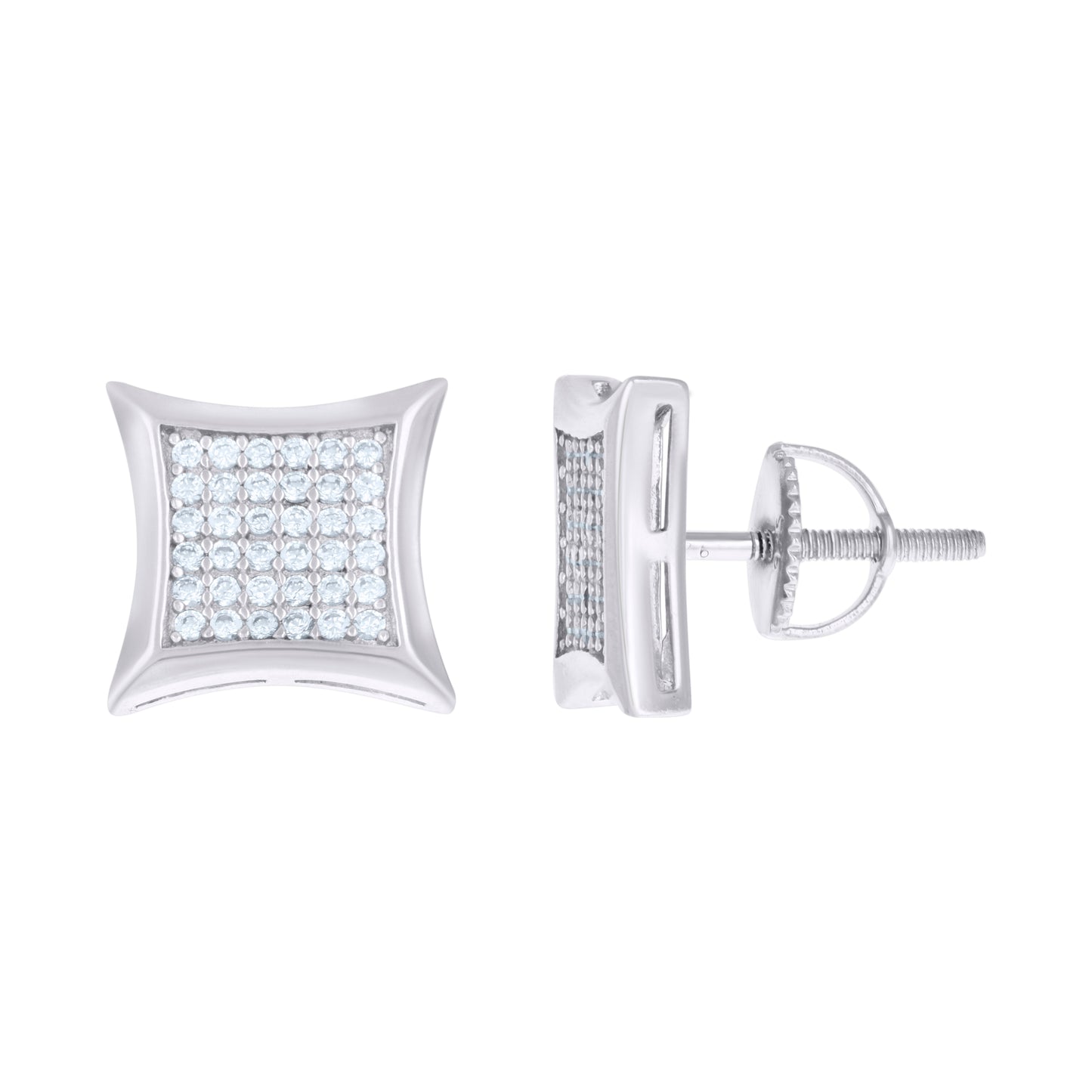 Sterling Silver Or Yellow-Tone Unisex Cubic Zirconia Kite Stud Earrings
