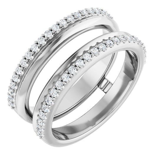 14K Yellow Or White Gold Round 1.2 Mm Polished 1/3 Ctw Natural Diamond Knife-Edge Double Row Ring Guard, Size 7
