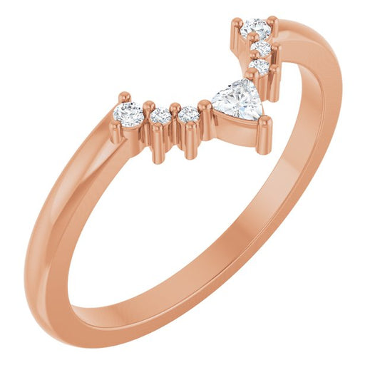 14K Rose Or Yellow Or White Gold Trillion 2.5 X 2.5 X 2.5 Mm Polished 1/10 Ctw Natural Diamond Contour Band, Size 7