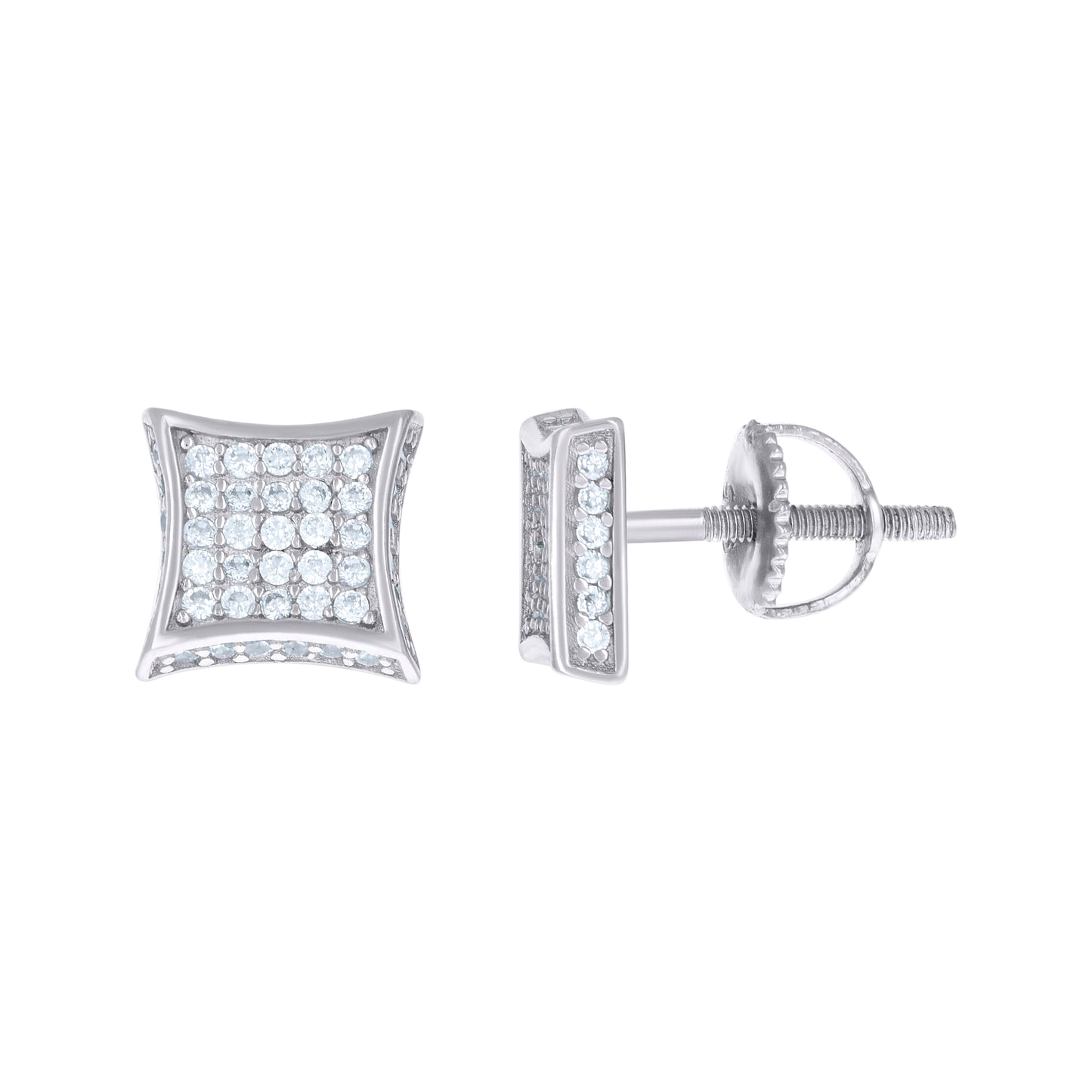 Sterling Silver Or Yellow-Tone Unisex Cubic Zirconia Kite Stud Earrings
