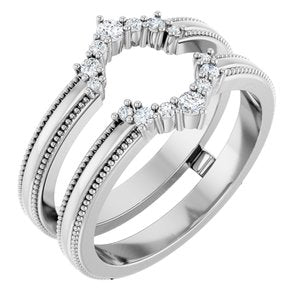 14K White Gold Lab-Grown Diamond Round Lab-Grown Diamond Polished 1/6 Ctw Lab Grown Diamond Ring Guard Size 7