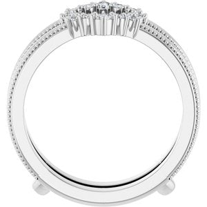 14K White Gold Lab-Grown Diamond Round Lab-Grown Diamond Polished 1/6 Ctw Lab Grown Diamond Ring Guard Size 7