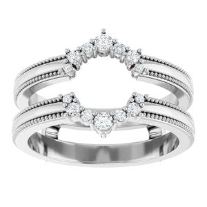 14K White Gold Lab-Grown Diamond Round Lab-Grown Diamond Polished 1/6 Ctw Lab Grown Diamond Ring Guard Size 7