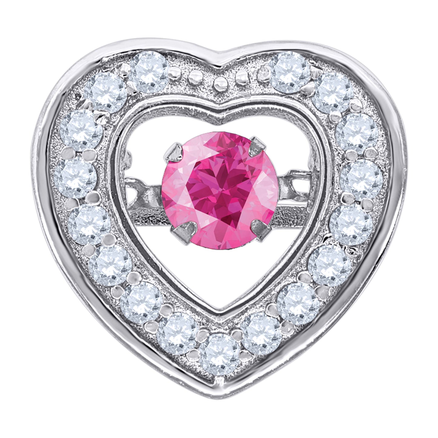 Sterling Silver Womens Cubic-Zirconia Heart Slide Charm Pendant