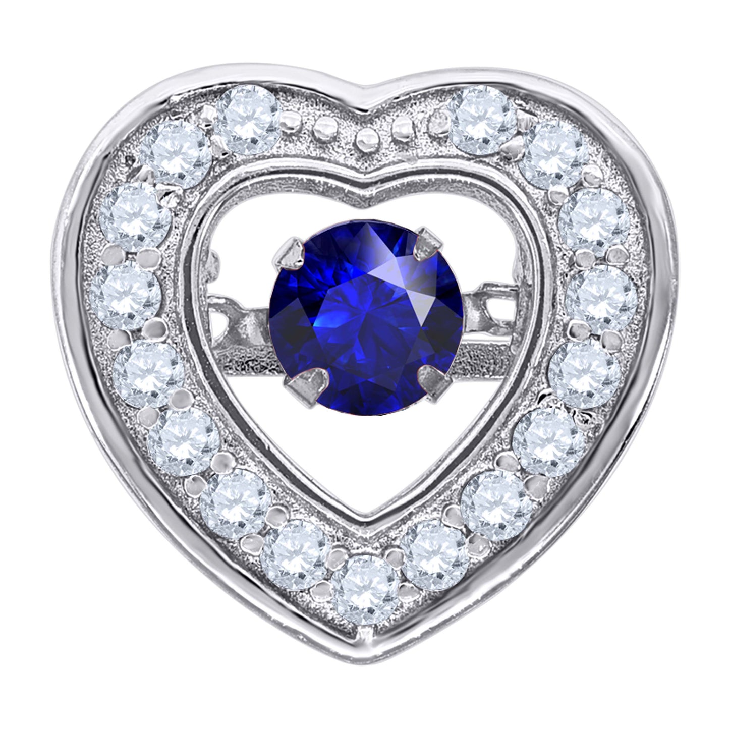 Sterling Silver Womens Cubic-Zirconia Heart Slide Charm Pendant